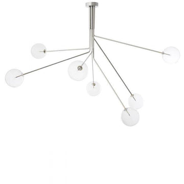 Glass Globe Modern Brass Chandelier - Nickel