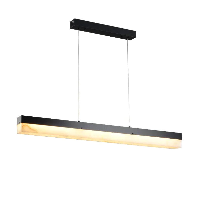 Timea Modern Alabaster Linear Pendant Light Over Kitchen Island, Chandelier Over Dining Table