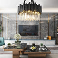 Natasha Modern Classic Black Round Crystal Chandelier 24