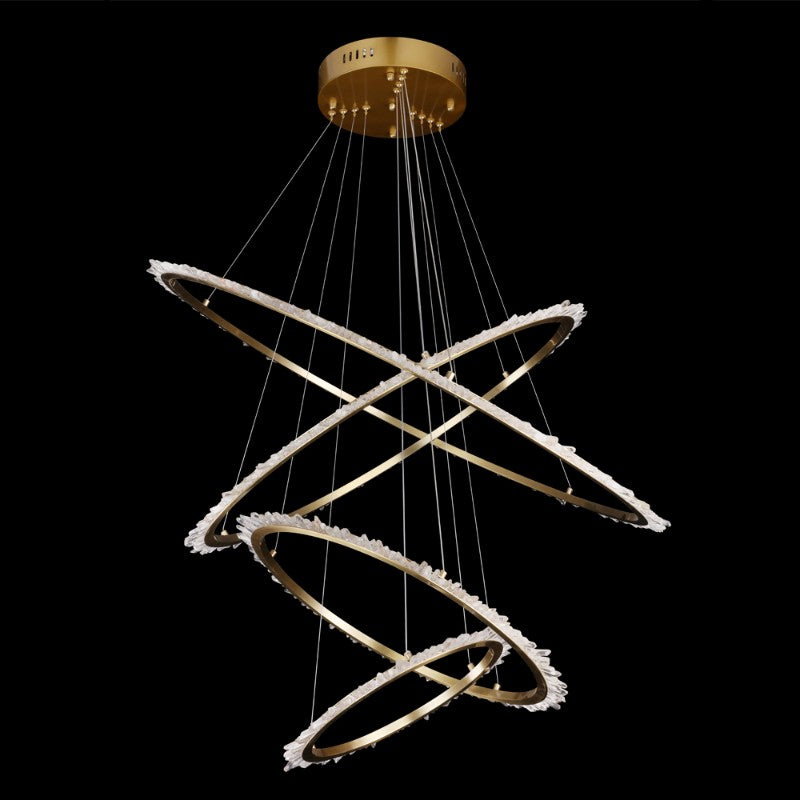 Stella 4 Rings Quartz Crystal  Suspended Hanging Chandelier (16+24+31.5+40) Inch