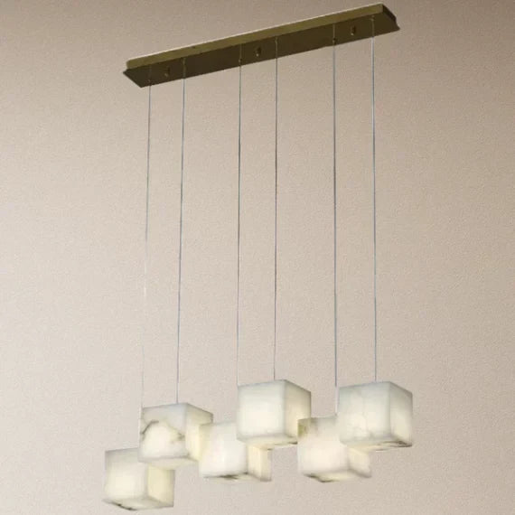 Anna Linear Alabaster Chandelier for Bedroom, Dining Room, Living Room