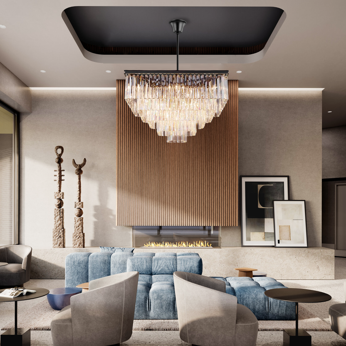 Apex 5-Tier Square Odeon Crystal Chandelier