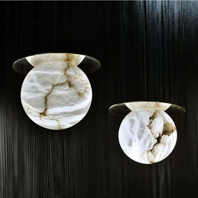 Small Organic Spanish Alabaster Bedside Pendant