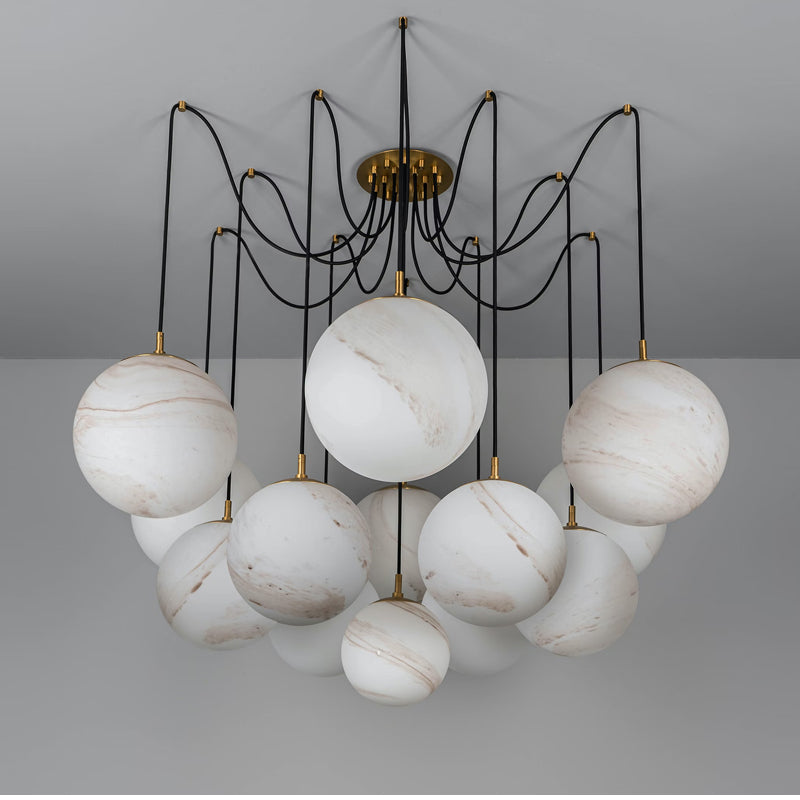 Flora Alabaster Ball Chandelier, Luxurious Contemporary Chandelier