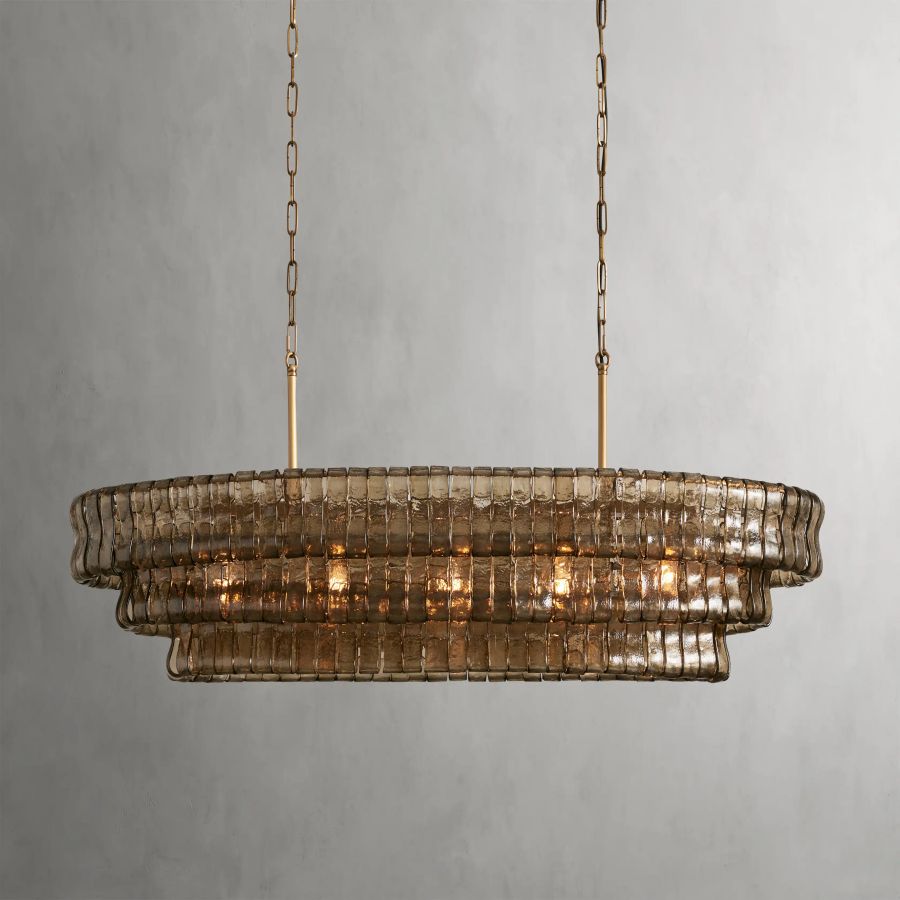 Ghiaccio Glass Oval Chandelier 54“W 65“W