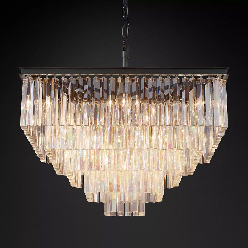 1920S Odeon Square Chandelier 34"