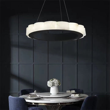 August Moden Marble Round Chandelier Black