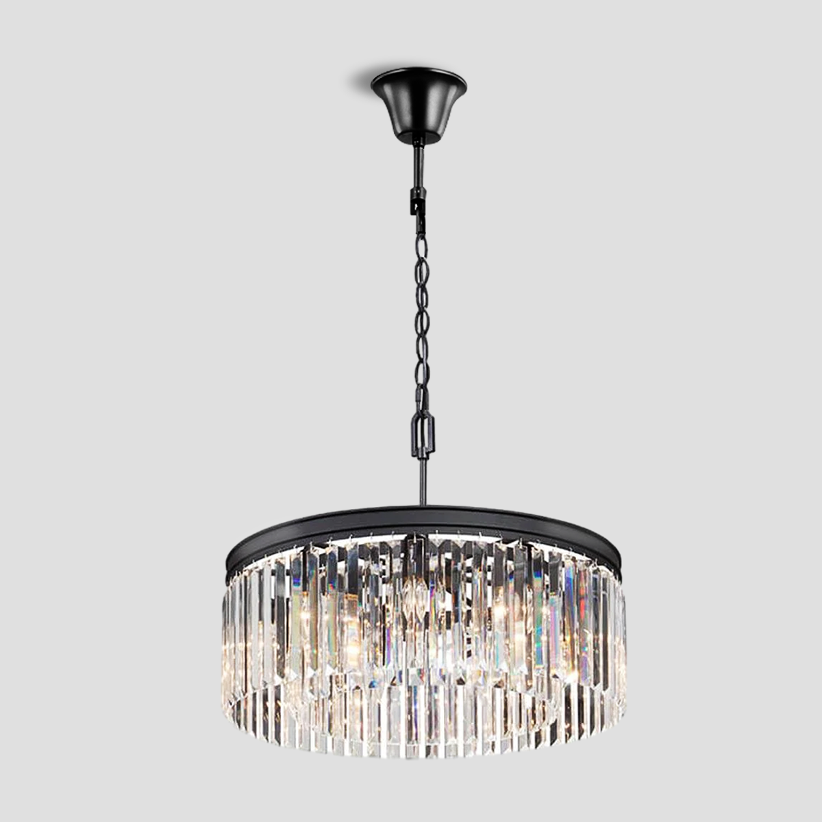 Apex Odeon 1-Tier Round Fringe Crystal Prism Chandelier