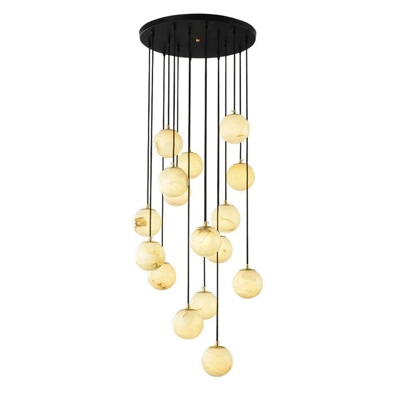 Roden Alabaster Global Pendant Chandelier For Staircase, Spiral Global Pendant