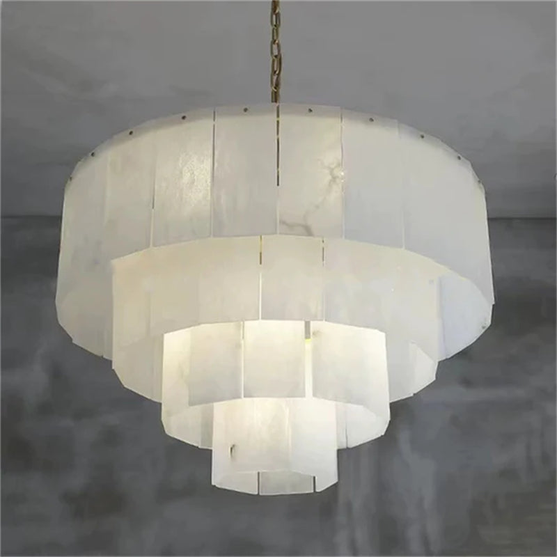 Mancy Classic Alabaster Multi-Layer Round chandelier 31"