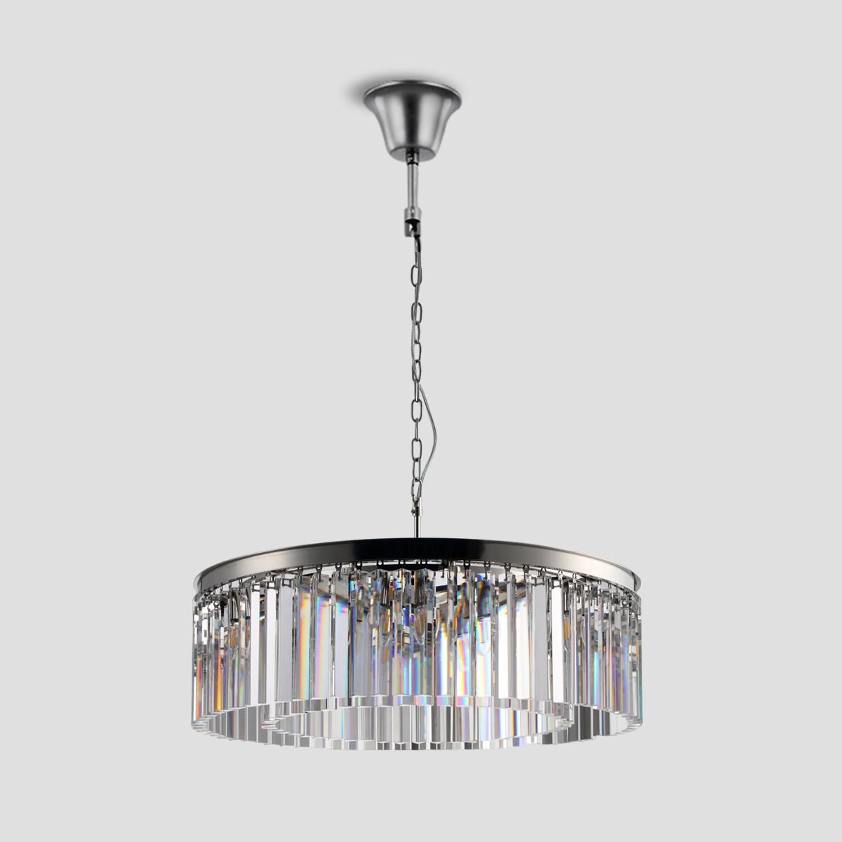 Apex Odeon 1-Tier Round Fringe Crystal Prism Chandelier