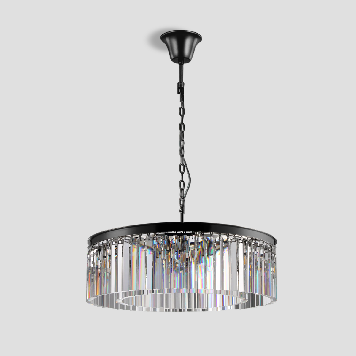 Apex Odeon 1-Tier Round Fringe Crystal Prism Chandelier