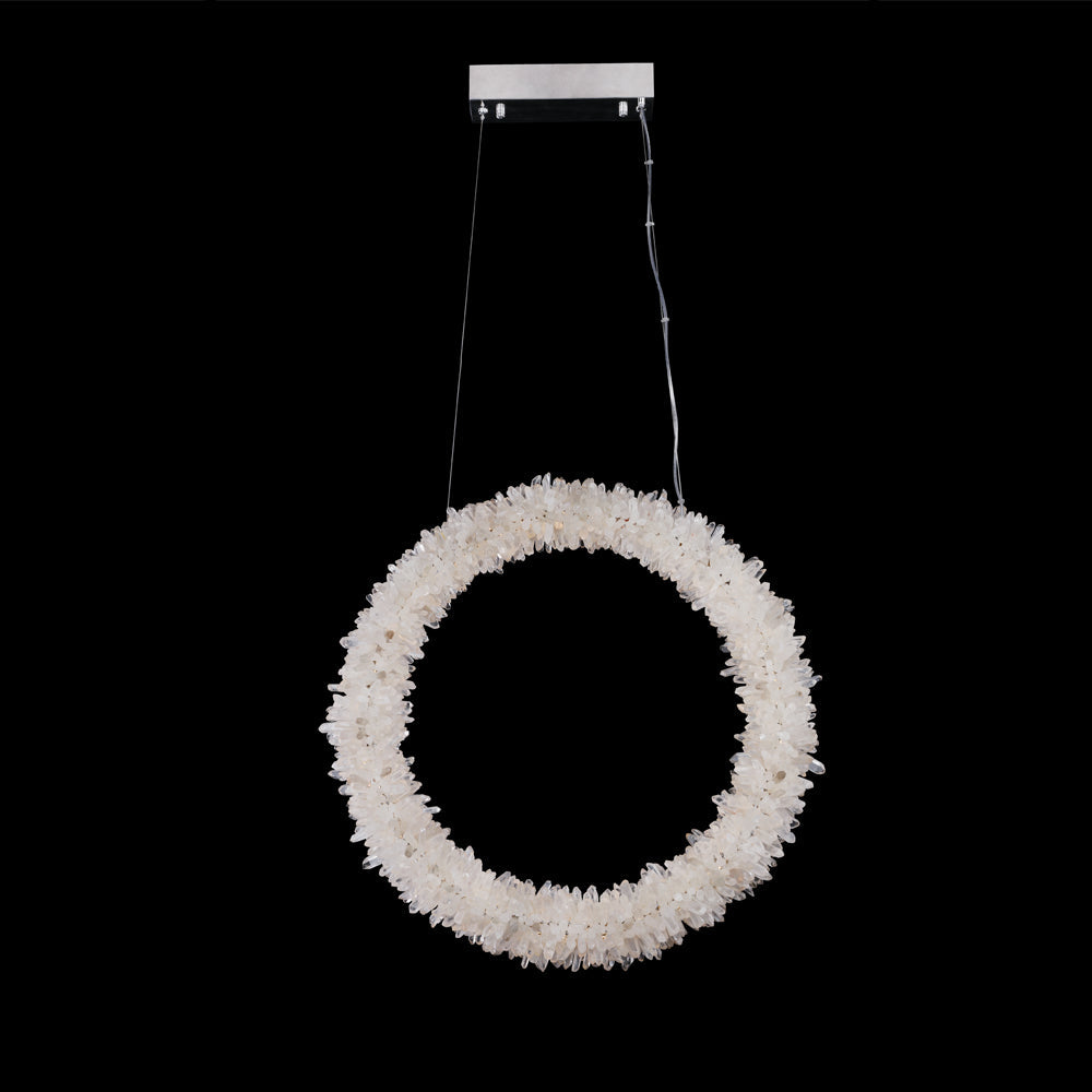 Rosalie Modern Geode Quartz Vertical Hanging Ring Chandelier
