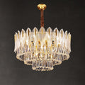 Postmodern luxury and full copper chandelier Three-tiered flake raindrop crystal