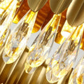 Rounded Rectangle Long Crystal Chandelier Gold 35