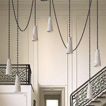 Javad Contemporary Alabaster Chandelier, 7 light Pendant lamp