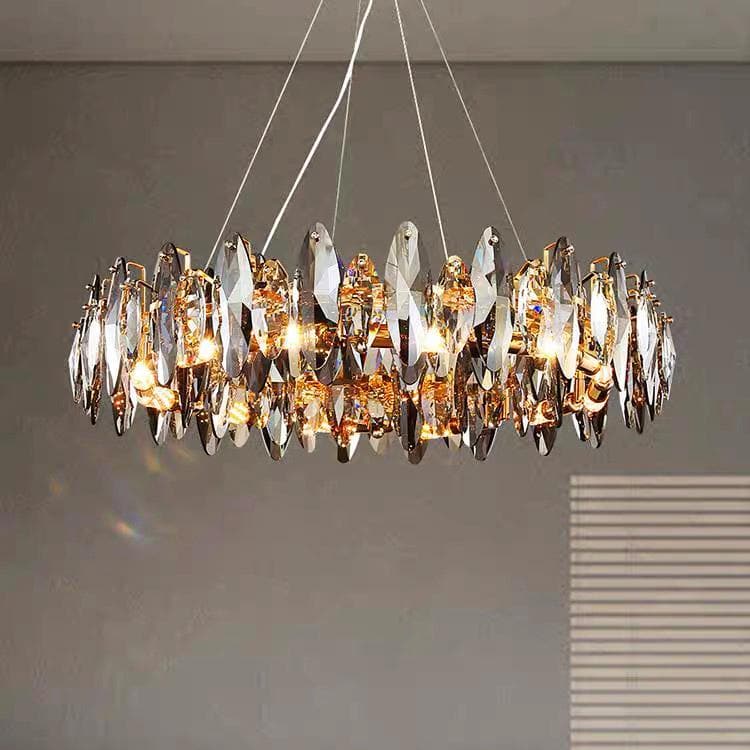 Multi-sided hand-cut crystal chandelier