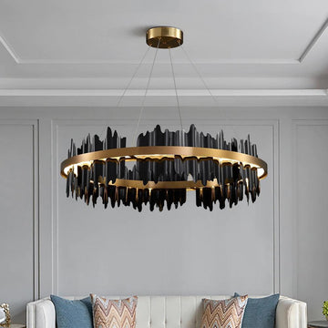 Brushed Modern Metal Ring Chandelier 24" 32"