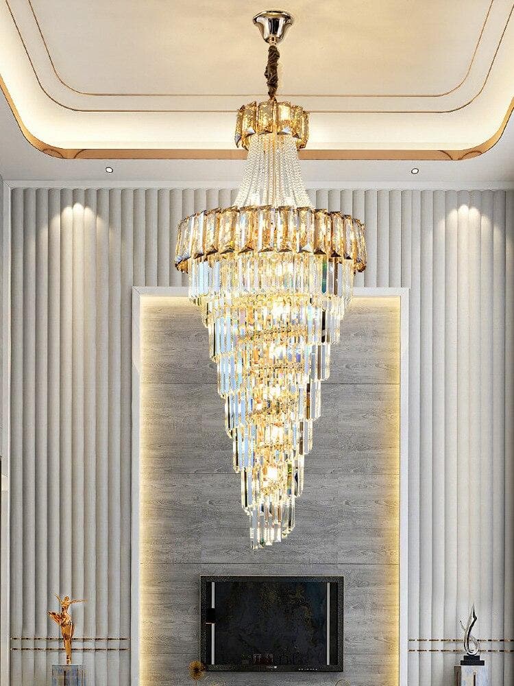 Large Crystal Chandelier Amber / Smoke gray