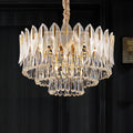 Postmodern luxury and full copper chandelier Three-tiered flake raindrop crystal