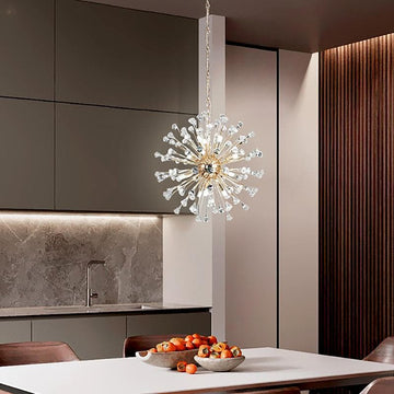 Gold Plated Polyhedral Crystal Dandelion Chandelier