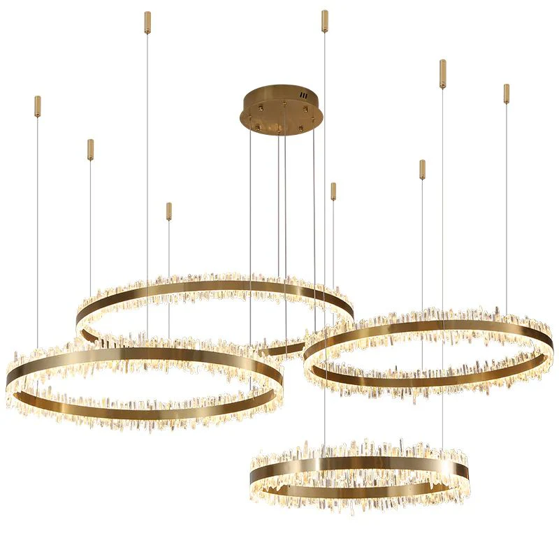 Helena Modern Quartz Crystal Rings Chandelier For Living Room