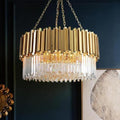 Golden Round Crystal Chandelier D 24