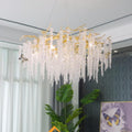 Branch Luxury Long Snowflake Crystal  Chandelier Gold