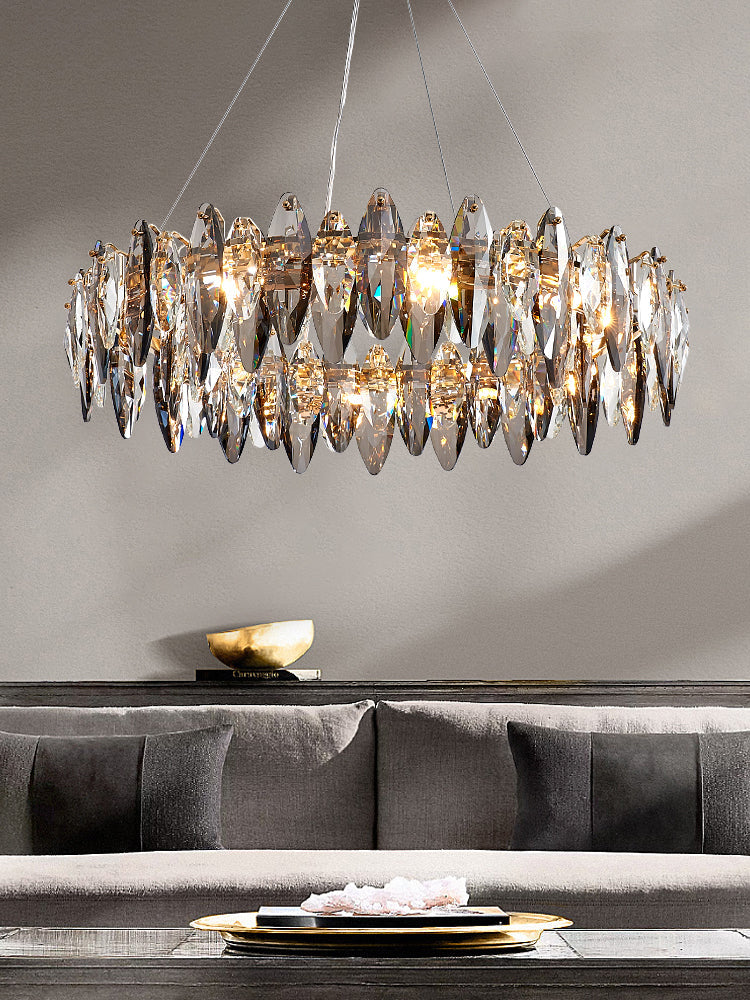 Multi-sided hand-cut crystal chandelier