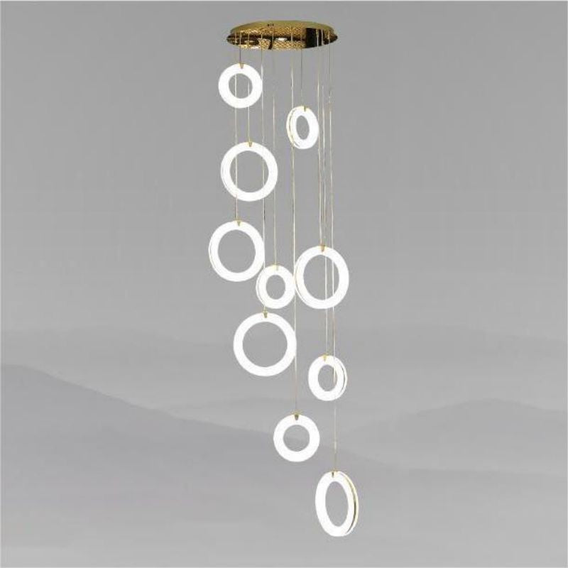 Alabaster Toroid Staircase Chandelier for Staircase Living Room