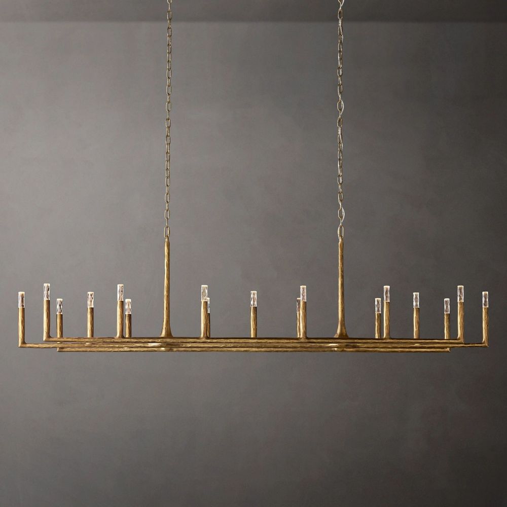 Thaddeus Forged Linear Chandelier 96"D For Dinning Room / Kitchen