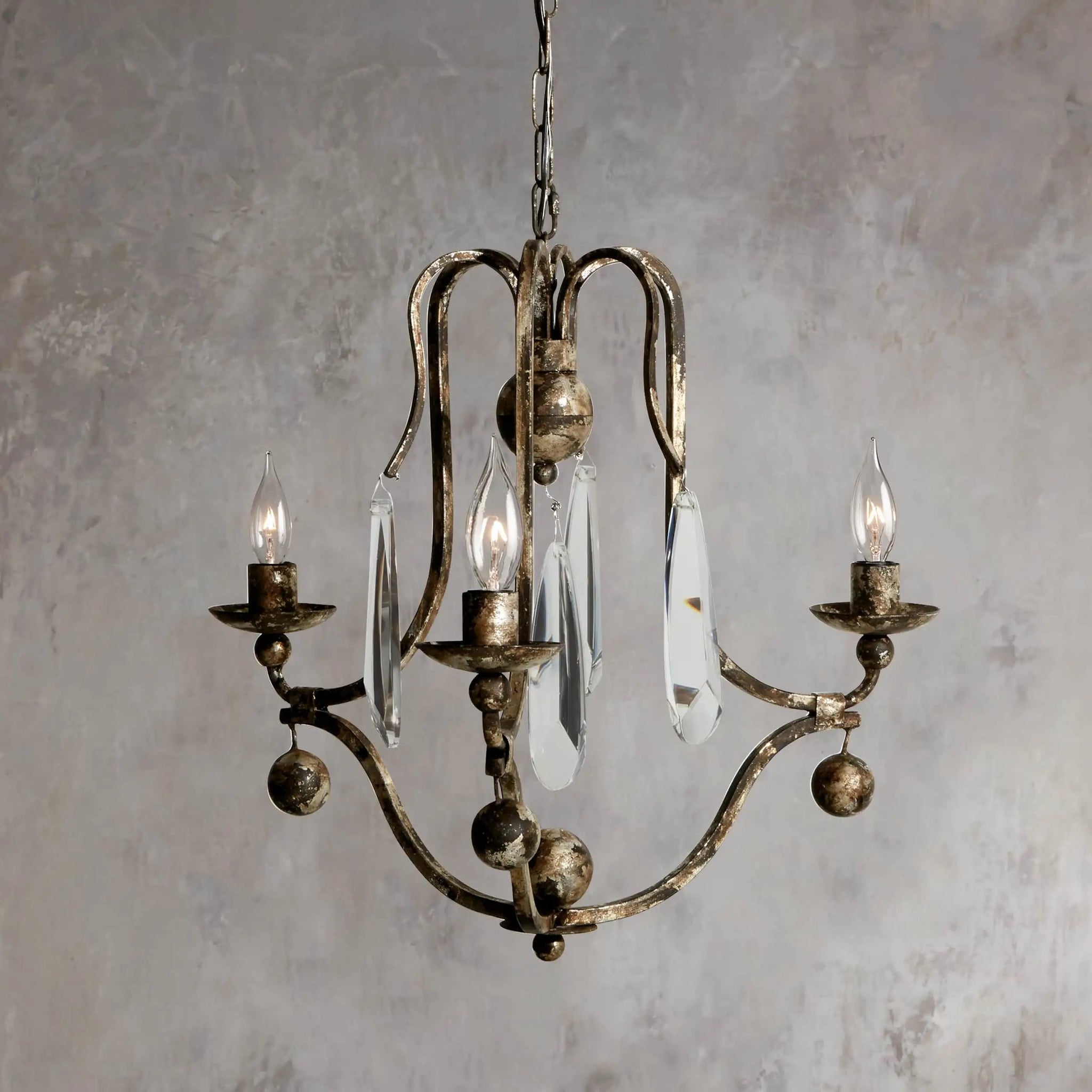 Gothic 3 Light Chandelier- Silver 