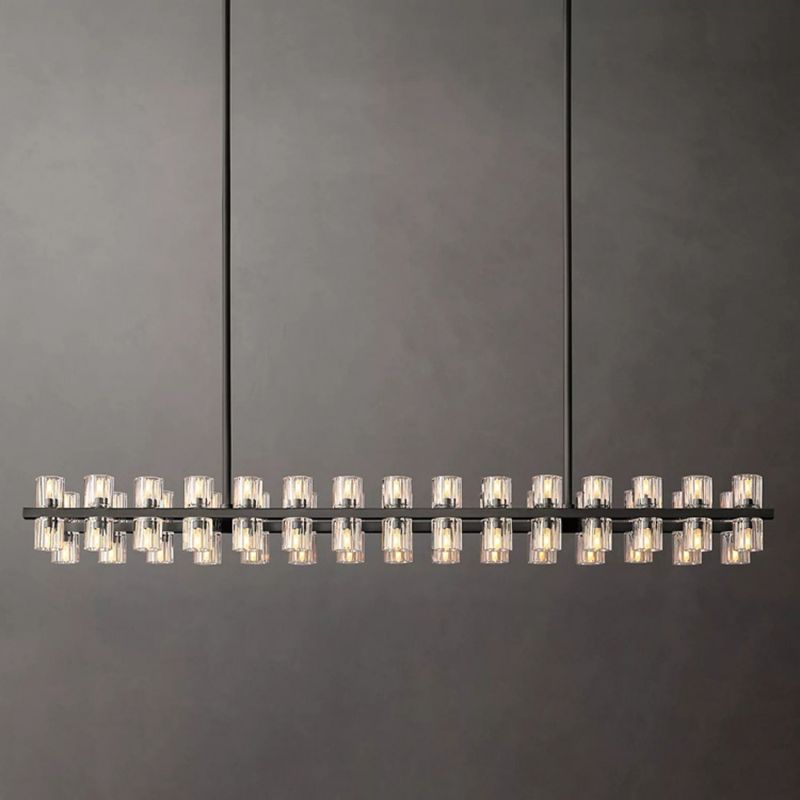 Beliy Crystal Rectangular Chandelier 54" chandeliers for dining room,chandeliers for stairways,chandeliers for foyer,chandeliers for bedrooms,chandeliers for kitchen,chandeliers for living room Rbrights Matte Black  