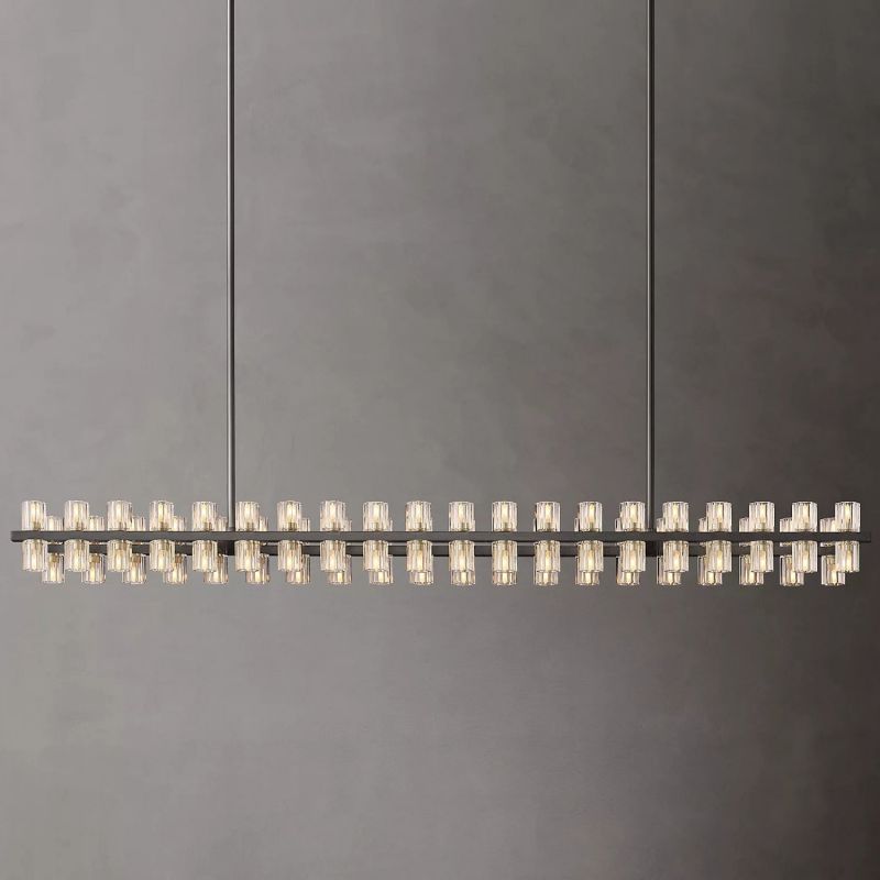 Beliy Crystal Rectangular Chandelier 72" chandeliers for dining room,chandeliers for stairways,chandeliers for foyer,chandeliers for bedrooms,chandeliers for kitchen,chandeliers for living room Rbrights Matte Black  