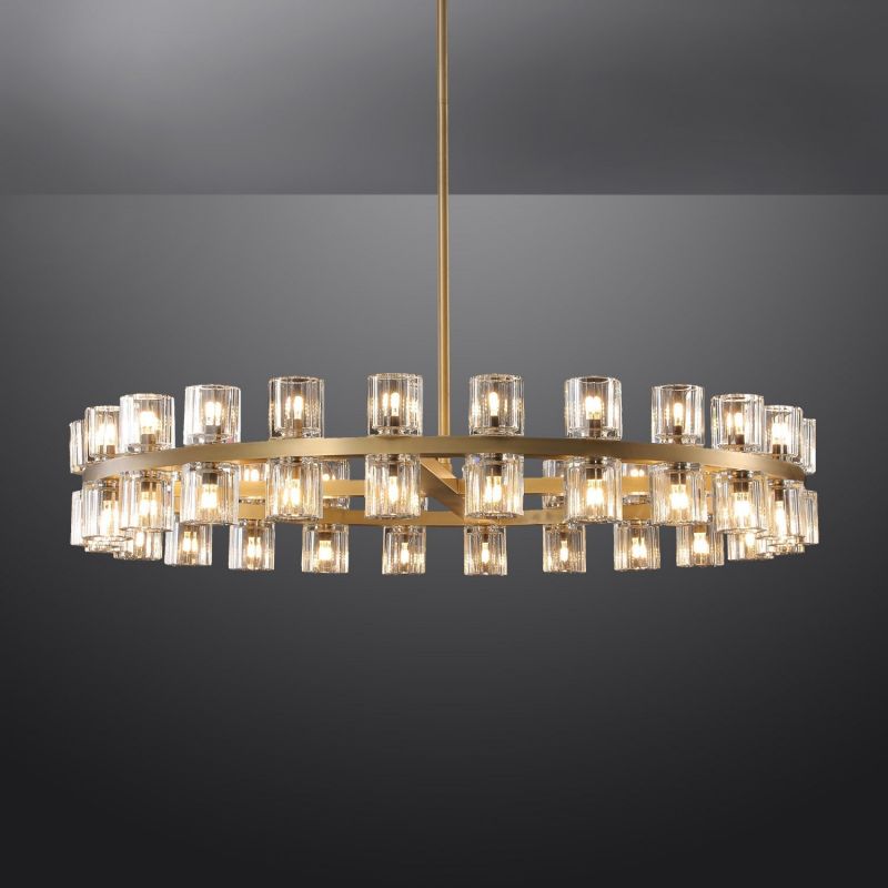 Beliy Crystal Shades Round Chandelier 48" chandeliers for dining room,chandeliers for stairways,chandeliers for foyer,chandeliers for bedrooms,chandeliers for kitchen,chandeliers for living room Rbrights   