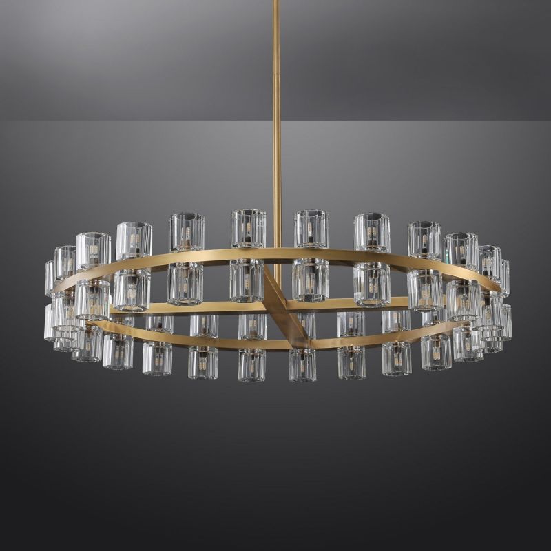 Beliy Crystal Shades Round Chandelier 48" chandeliers for dining room,chandeliers for stairways,chandeliers for foyer,chandeliers for bedrooms,chandeliers for kitchen,chandeliers for living room Rbrights   