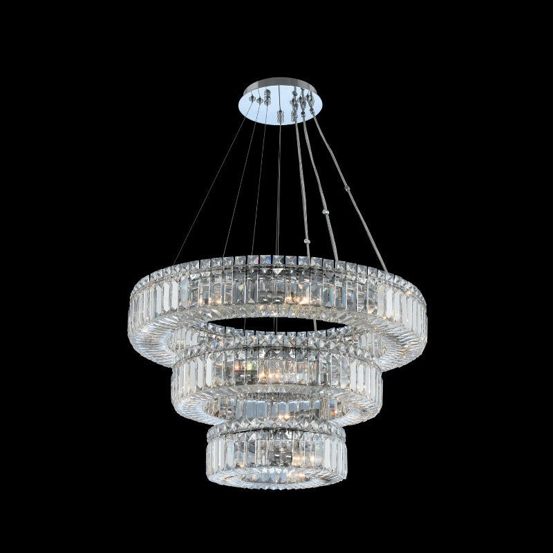 Modern (12+18+26) Inch Round Crystal Chandelier Three Tiers Suspended Modern Chandelier