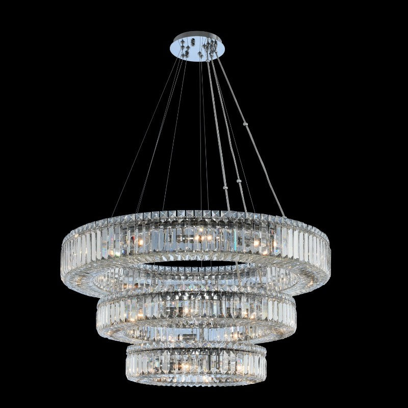 Modern (18+26+36) Inch Round Crystal Chandelier Three Tiers Modern Chandelier for Living Room