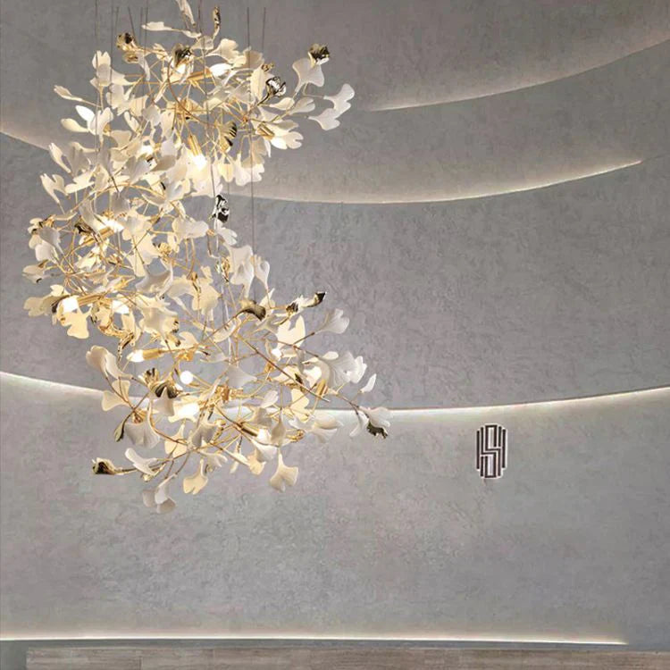Vertical Modern Ceramic Petal Chandelier Stair Light