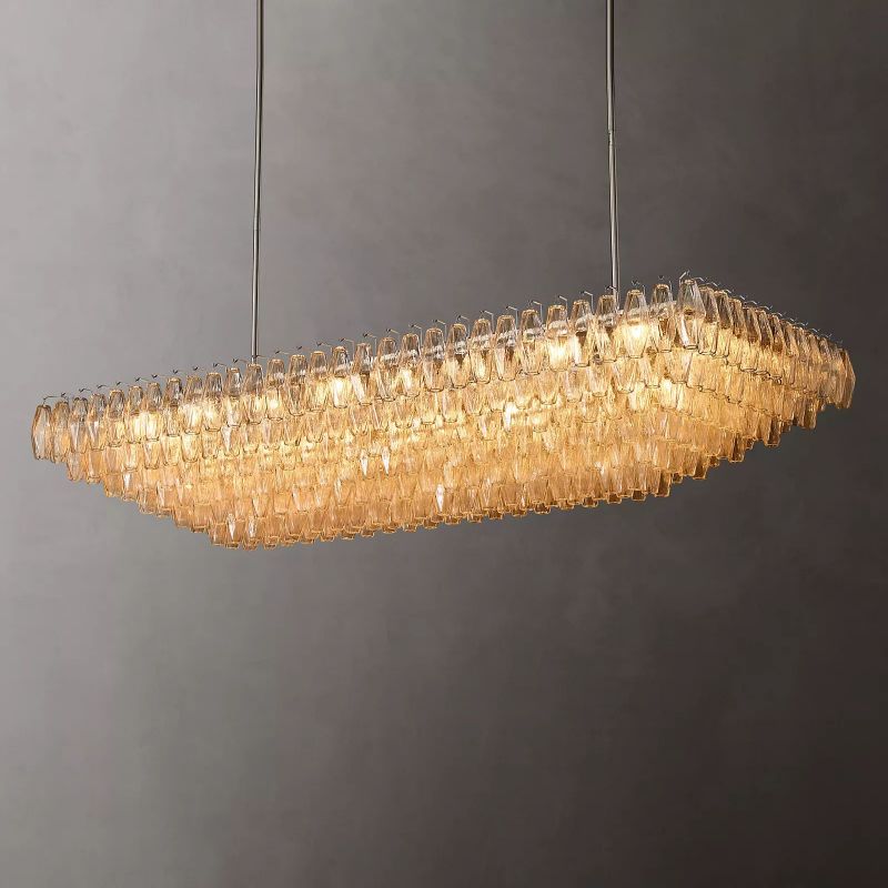 Chara Clear Glass Tiered Rectangular Chandelier 74" chandeliers for dining room,chandeliers for stairways,chandeliers for foyer,chandeliers for bedrooms,chandeliers for kitchen,chandeliers for living room Rbrights   