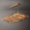 Chara Smoke Glass Tiered Rectangular Chandelier 54