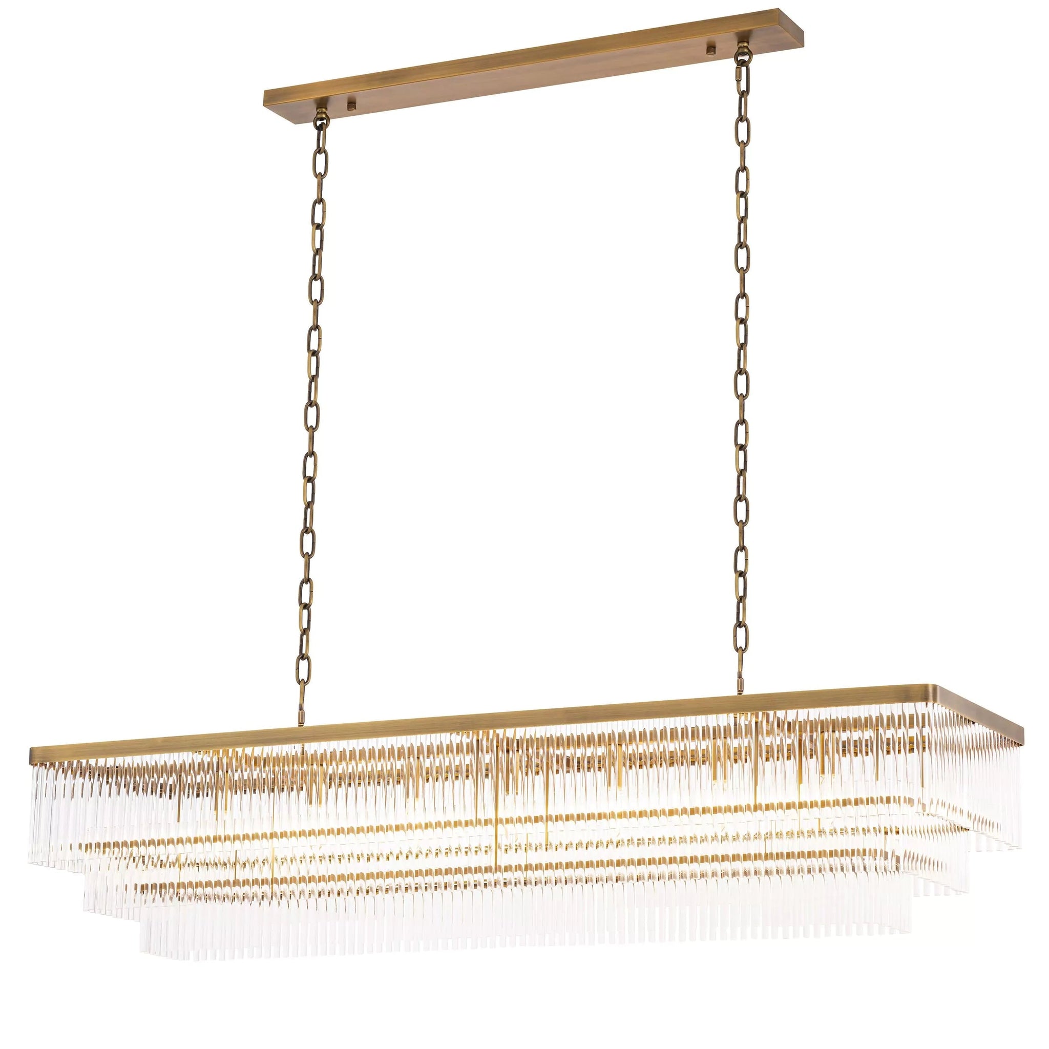 Fairy Rectangle Modern Brass Glass Chandelier