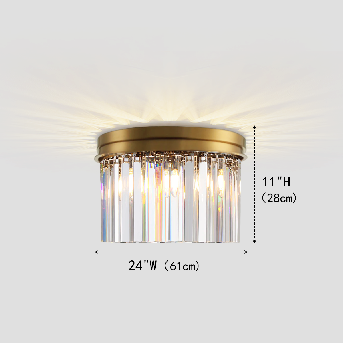 Apex Odeon Flushmount 1-Tier Odeon Crystal Fringe Chandelier