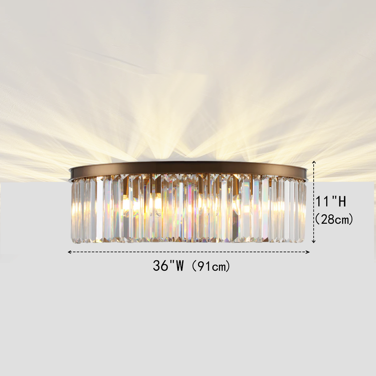 Apex Odeon Flushmount 1-Tier Odeon Crystal Fringe Chandelier