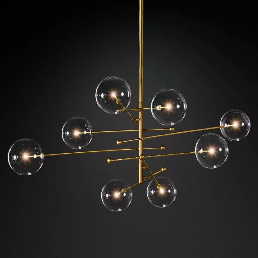 Modern Glass Globe Eight-Arm Chandelier 79"