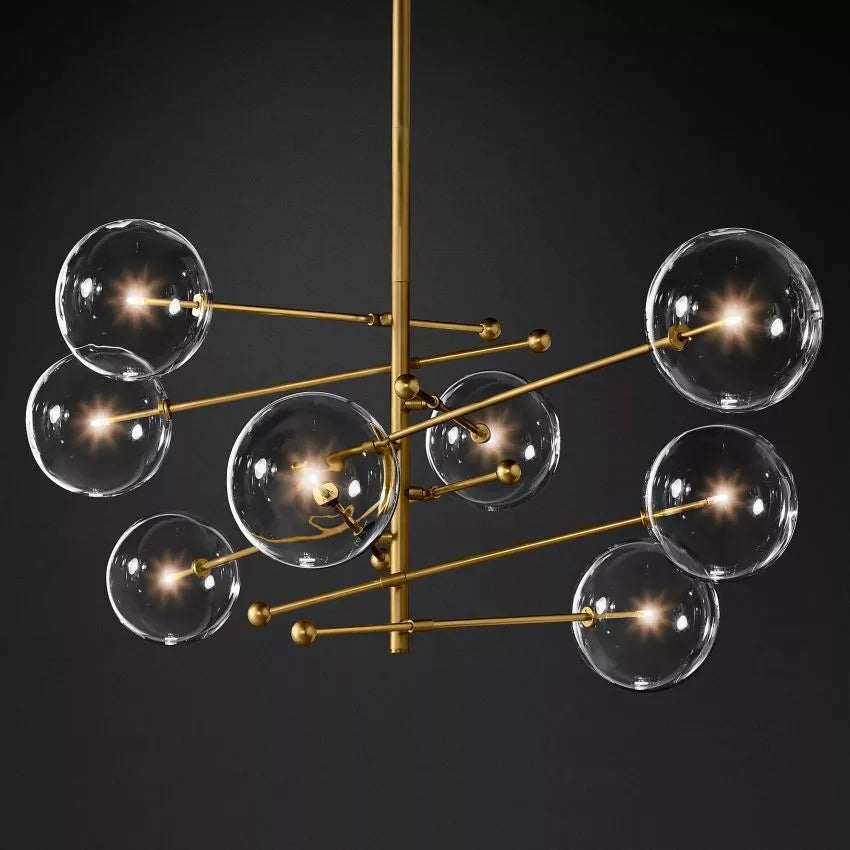 Darrance Modern Glass Globe Eight-Arm Chandelier 79" chandelier Kevin Studio Inc   