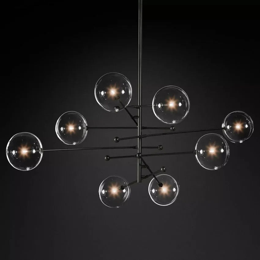 Modern Glass Globe Eight-Arm Chandelier 79"