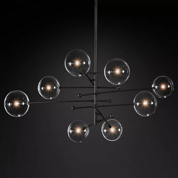 Modern Glass Globe Eight-Arm Chandelier 79"