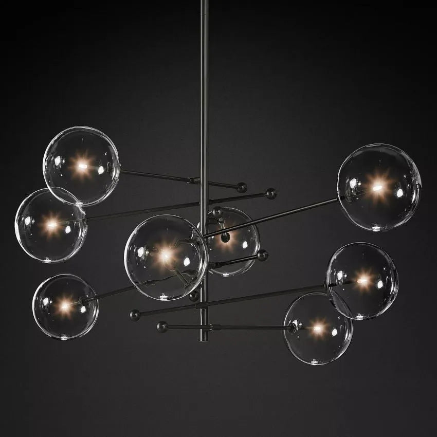 Darrance Modern Glass Globe Eight-Arm Chandelier 79" chandelier Kevin Studio Inc   