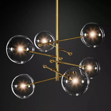 Modern Glass Globe Six-Arm Chandelier 54"